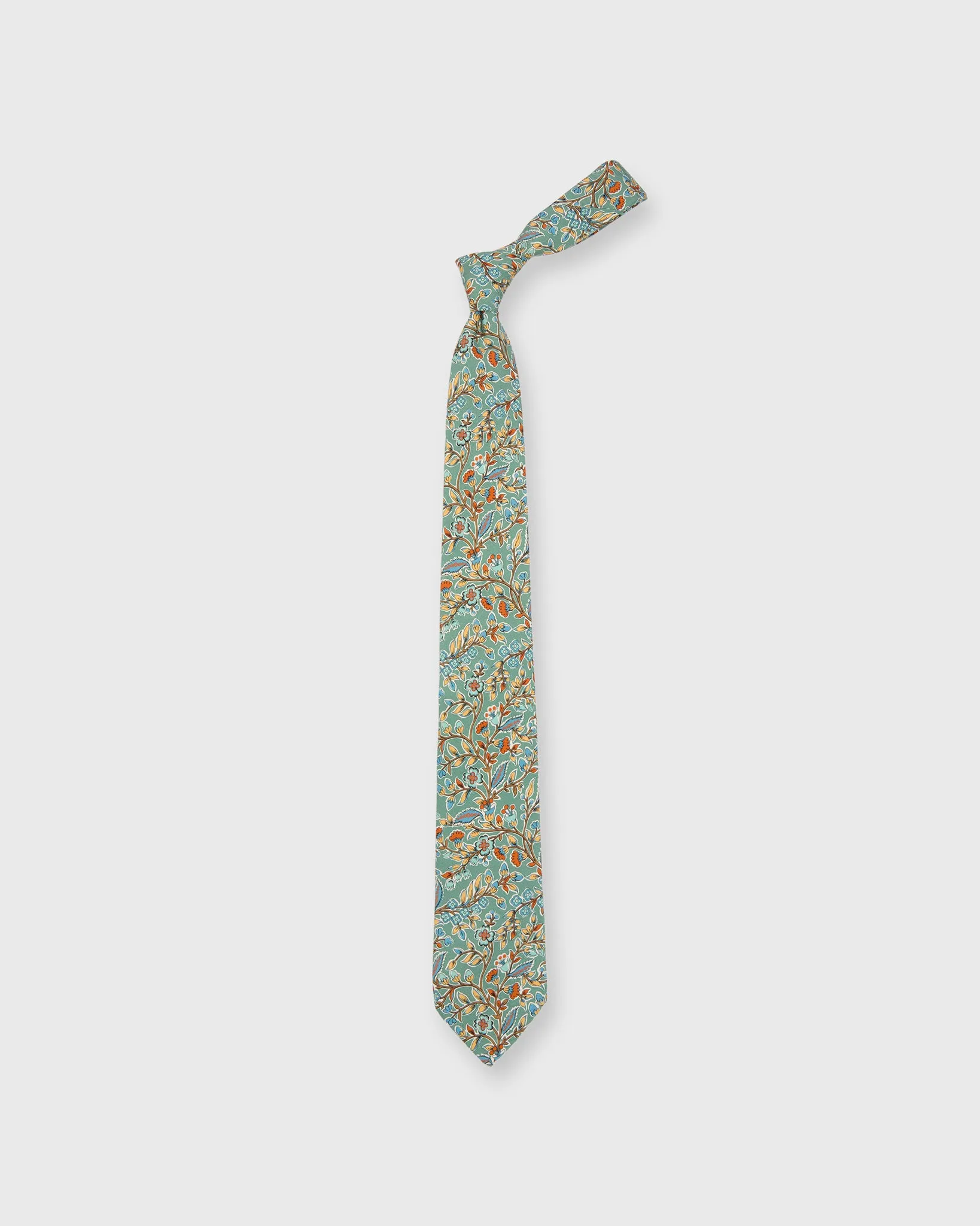 Silk Print Tie in Sage/Periwinkle/Salmon Floral