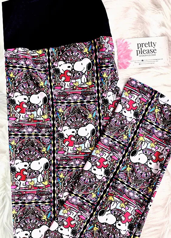 Stained Glass Puppy Love Super SOFT Leggings The Gang Pup Plus OS TC rts