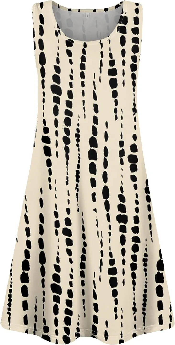 Summer Dresses for Women 2025 Casual Loose Crew Neck Sleeveless Sundresses Boho Tank Dress Beach T Shirt Dresses