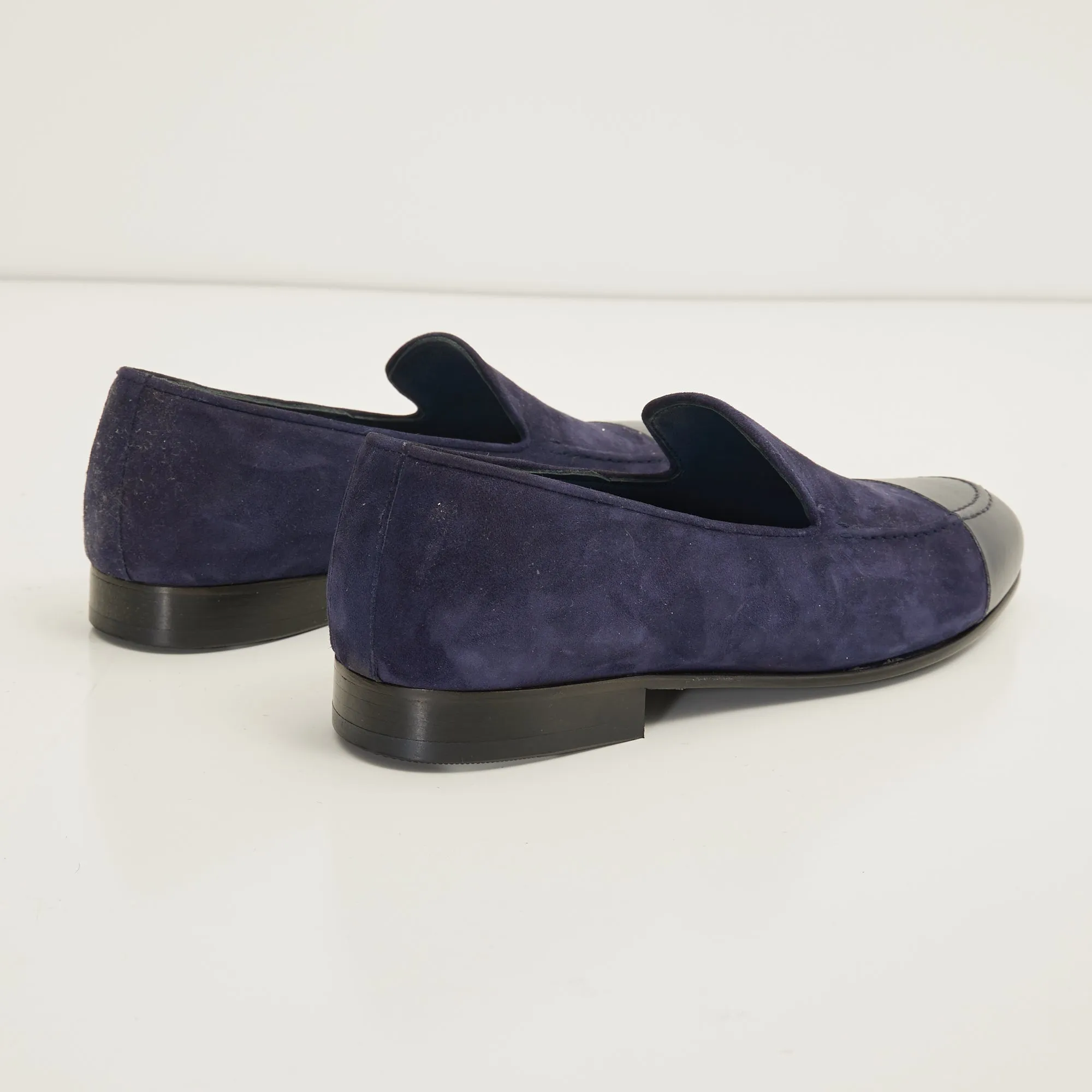 The ''Dipped Toe'' Formal Leather Loafer    - Navy