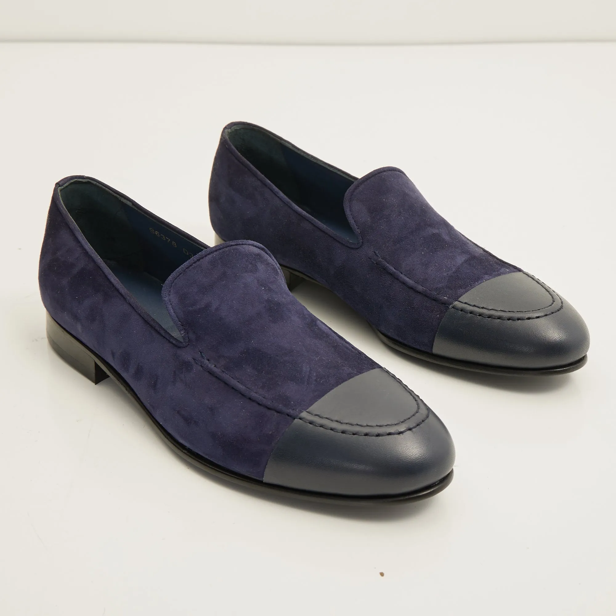The ''Dipped Toe'' Formal Leather Loafer    - Navy