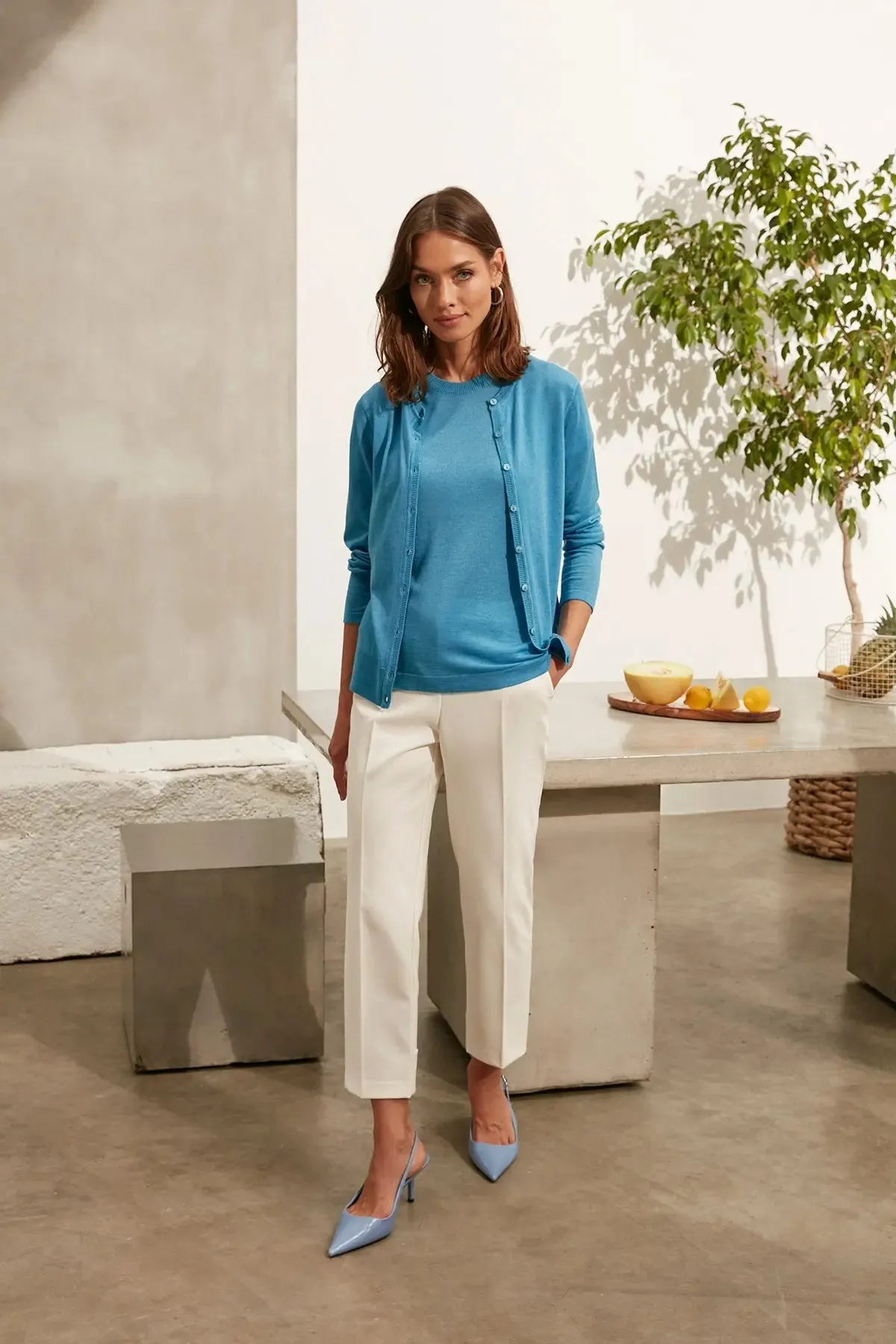 Turquoise Cashmere Melinda Women's Cardigan