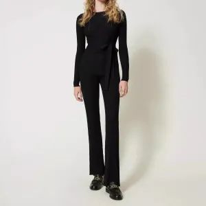 Twinset Ribbed Knit Flared Trousers