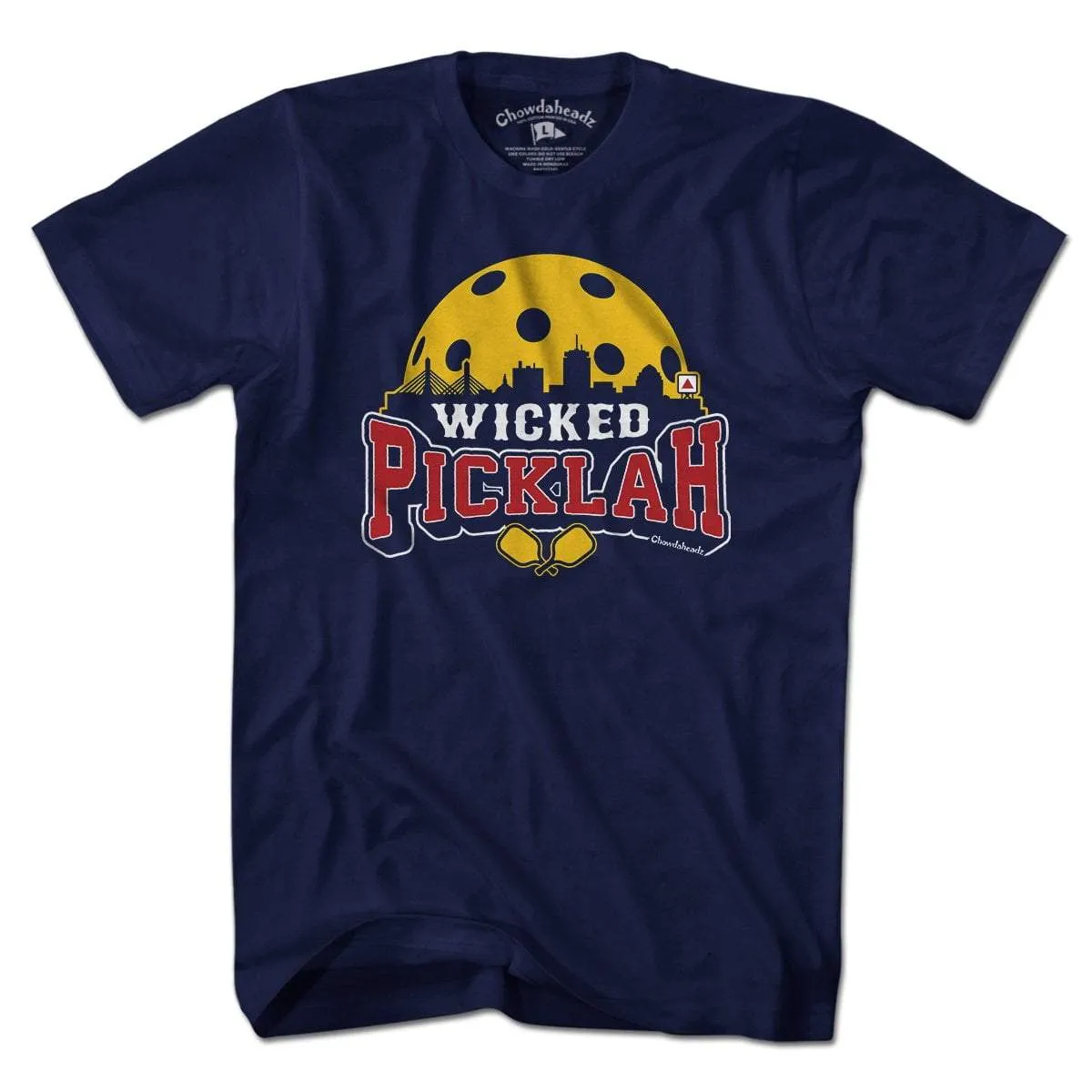 Wicked Picklah Boston Pickleball Men's T-Shirt: Navy - Clearance