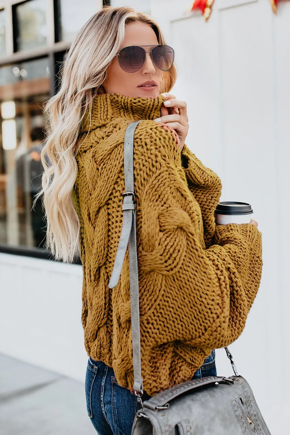 Women's Cuddle Approved Cable Knit Handmade Turtleneck Sweater