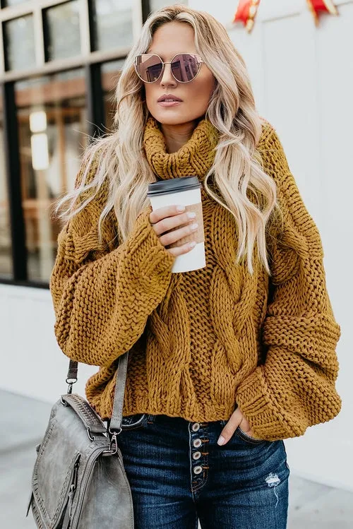 Women's Cuddle Approved Cable Knit Handmade Turtleneck Sweater