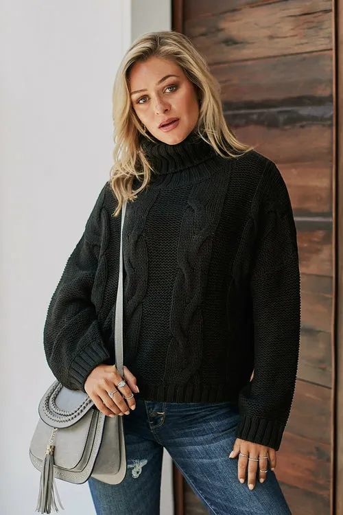 Women's Cuddle Approved Cable Knit Handmade Turtleneck Sweater