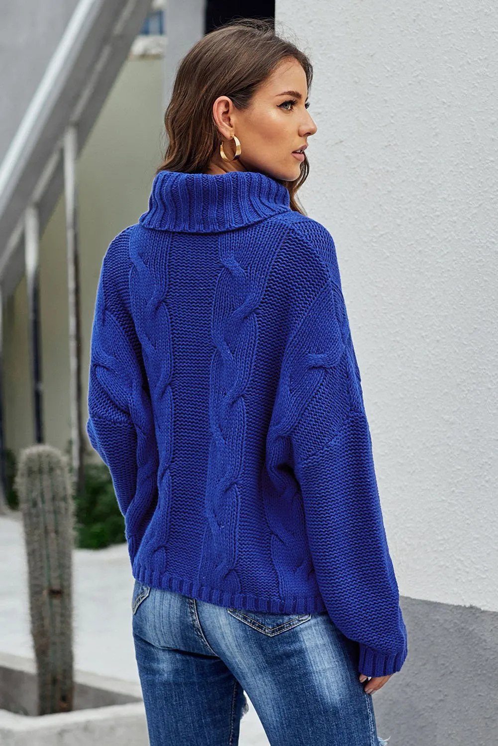 Women's Cuddle Approved Cable Knit Handmade Turtleneck Sweater