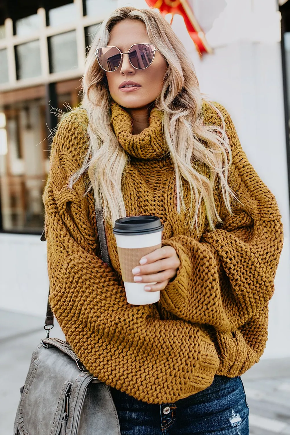 Women's Cuddle Approved Cable Knit Handmade Turtleneck Sweater