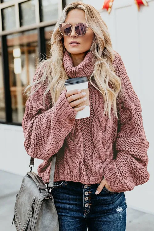 Women's Cuddle Approved Cable Knit Handmade Turtleneck Sweater