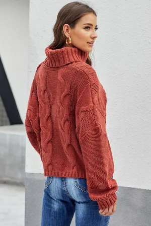 Women's Cuddle Approved Cable Knit Handmade Turtleneck Sweater