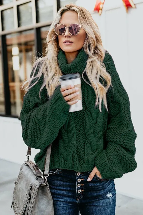 Women's Cuddle Approved Cable Knit Handmade Turtleneck Sweater