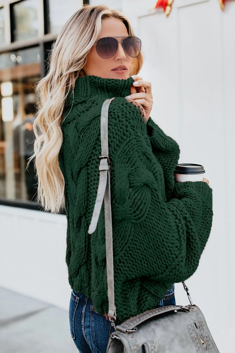 Women's Cuddle Approved Cable Knit Handmade Turtleneck Sweater