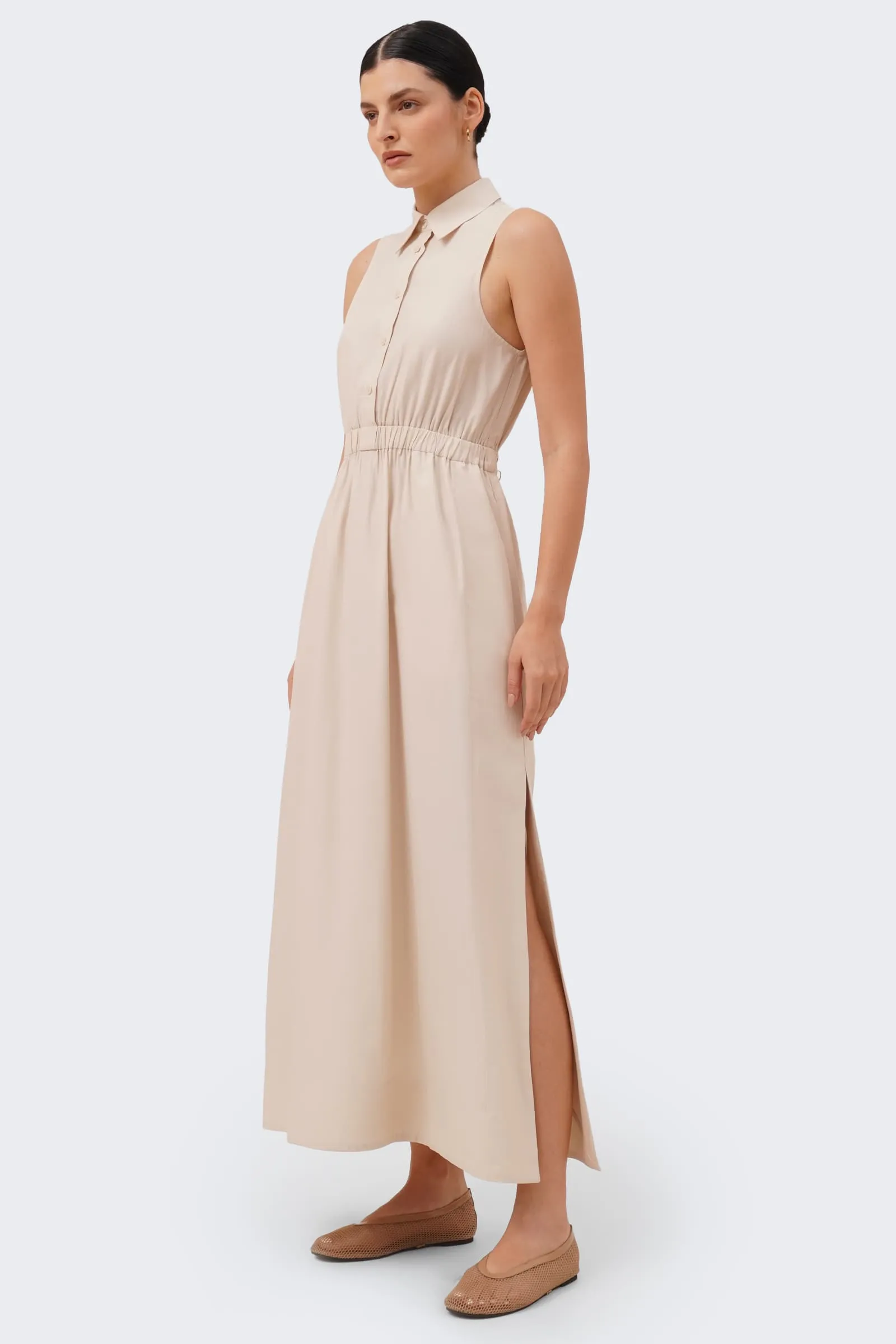 Women's Halter Garter Waist Flowy Shirtdress