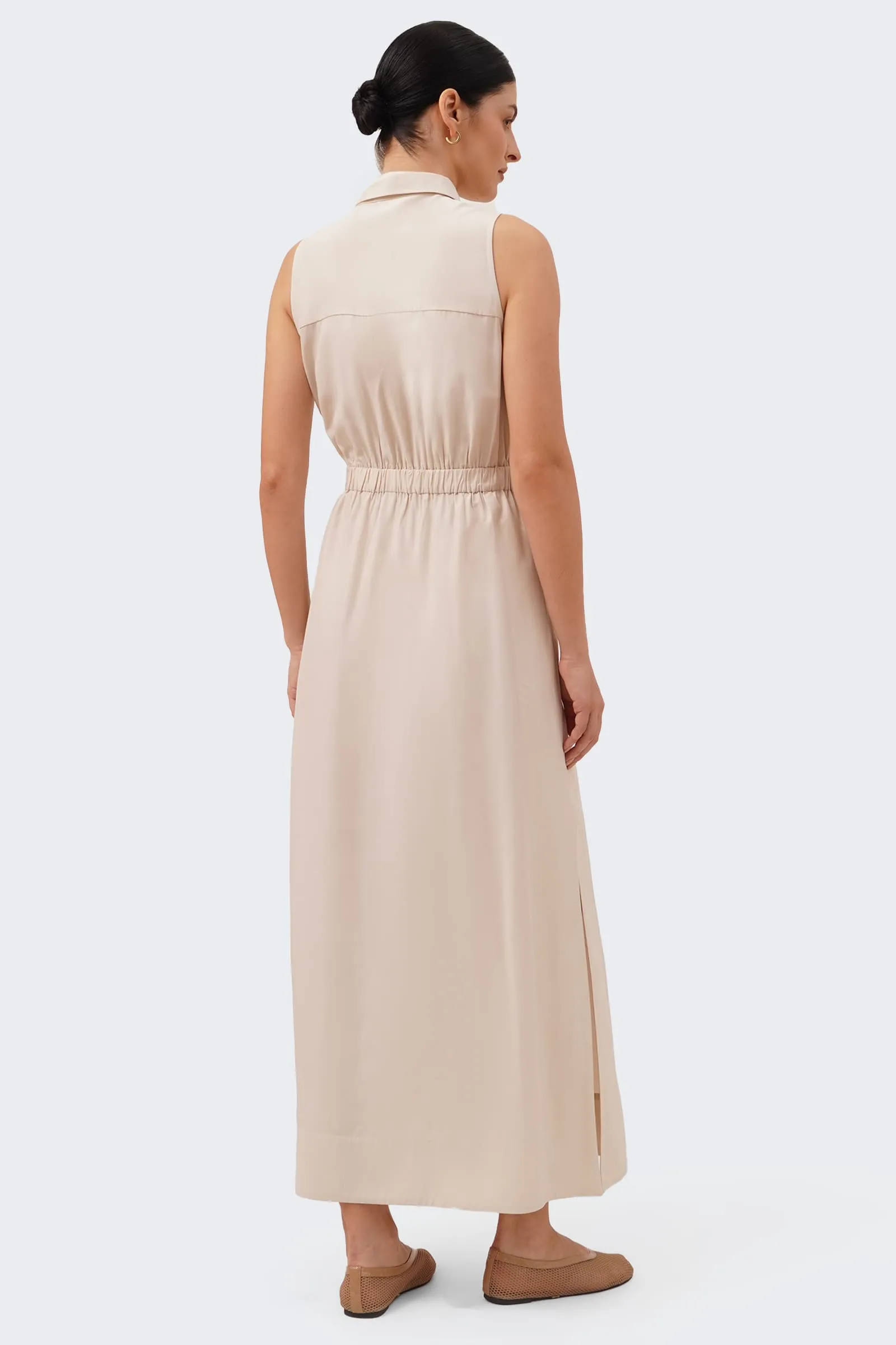 Women's Halter Garter Waist Flowy Shirtdress