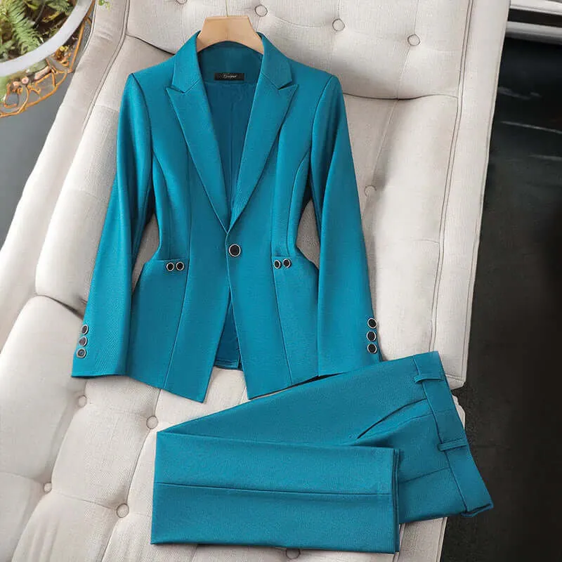 Women's Tailored Blazer & Trouser Set - Professional Formal Wear