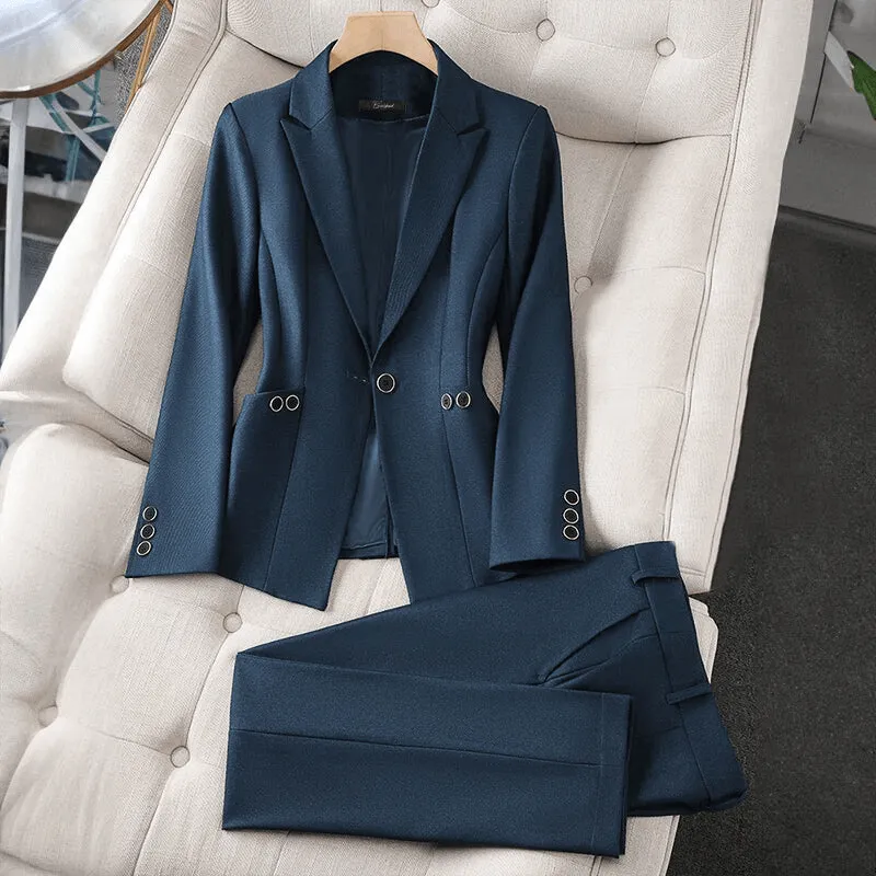 Women's Tailored Blazer & Trouser Set - Professional Formal Wear