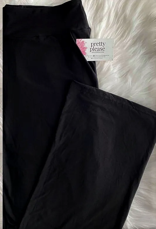 YOGA  LOUNGERS -Solid Black Luxe Super SOFT Yoga Band Lounge Pants Capri & Full OS TC TC2 Plus rts